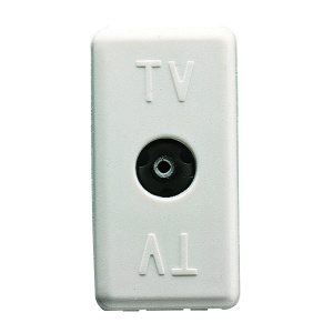 Priză rezistivă TV coaxială - conector mamă iec 9,5 mm - direct - 1 modul - sistem alb Gewiss GW20228