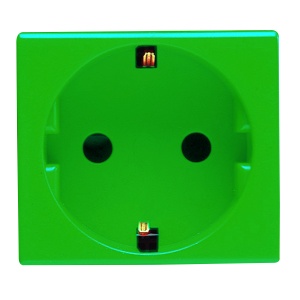 Priză standard germană 250V c.a. - pentru linii dedicate - 2P+E 16A - 2 module - verde Gewiss GW20283