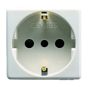 Priză standard italiană/germană 250V c.a. - 2P+E 16A - P30 - 2 module - sistem alb Gewiss GW20205