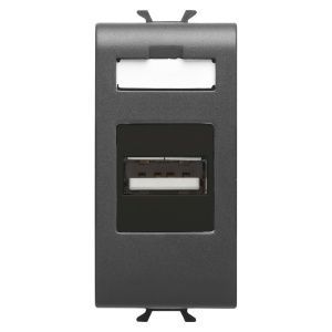 Priză USB - 1 modul - negru satinat - Chorusmart Gewiss GW12459
