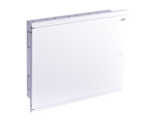 Tablou metalic de distributie plat,incastrat, 5 randuri (24MU), 120MU, culoare alba,usa plina, blocuri terminale NPE incluse Noark 109812