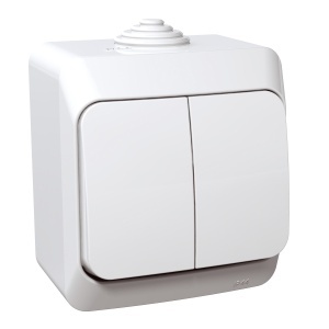 Intrerupator dublu 16A PT IP44 alb Schneider Cedar Plus WDE000550