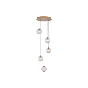 PENDUL S002R-5H-5xG9-AURIU STICLA