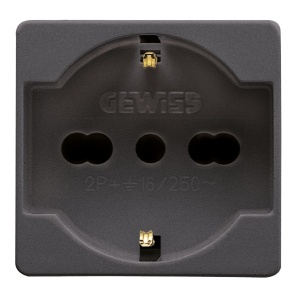 PRIZĂ STANDARD ITALIANĂ/GERMANĂ 250V c.a. - 2P+E 16A CU AMPERAJ DUBLU - P40 - 2 MODULE Gewiss GW21246