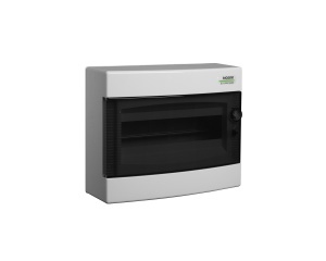 Cofret de distributie din plastic, montare aparenta, usa tranparenta, IP40, 1 rând, 12 module Noark 101498