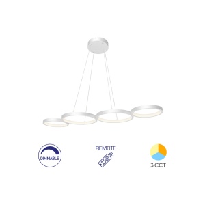 CORP DECORATIV LED 60W 3in1-Telecomanda-DIM PD1-RND NELA ALB