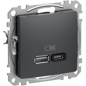 Incarcator USB A+C, 45W, antracit Schneider Sedna Design & Elements SDD114404