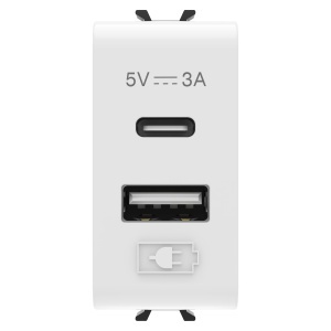 Încărcător USB - tip a+c - 3A - alb lucios - 1 modul - Chorusmart Gewiss GW10449