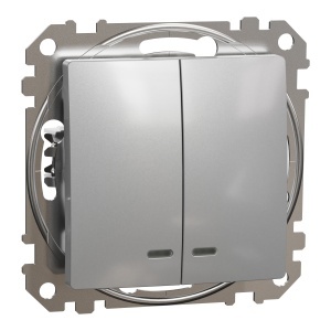 Intrerup dublu 10AX, ind loc albast, alu Schneider Sedna Design & Elements SDD113105L