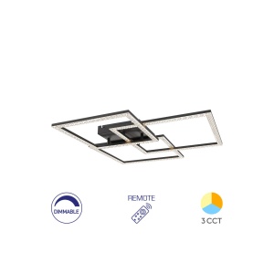 LUSTRA LED 80W CRYSTAL-3IN1-telecomanda-DIM-NEGRU