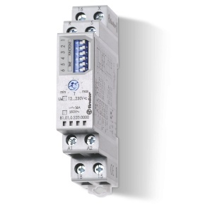 Modular timers Nr.contacts: 1 Contacts configuration: CO Contact Material: AgCdO (A): 16 Finder 810102300000