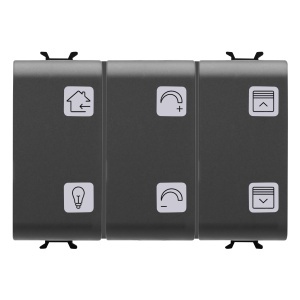 Panou cu butoane cu simboluri interschimbabile - KNX - 6 canale - 3 module - negru Gewiss GW12783A