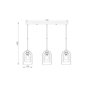 PENDUL LINIAR S004S-3H-3xE27-STICLA AURIU - Img 4