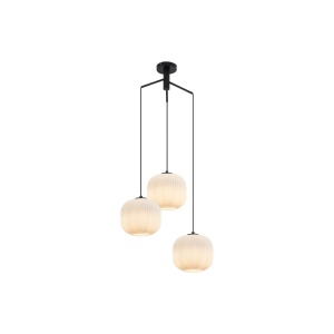 PENDUL TRIUNGHI S009R-3H-1xE27-OPAL-NEGRU