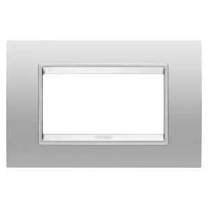 Placă lux - in metal - 4 module - gri magnetic - cadru interior gri magnetic mat Gewiss GW16204XR