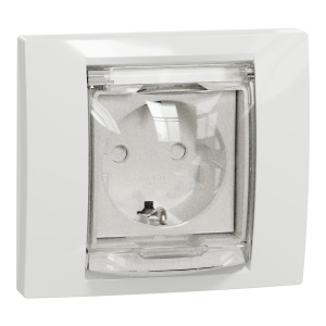 Priza 2P+E IP44 obturatoare+capac, alb Schneider New Unica NU003718