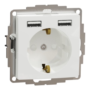 Priza 2P+E obt+2xUSB 2.4A, A+A, alb Schneider Sedna Design & Elements SDD111052