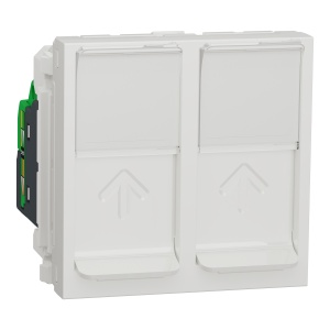 Priza dubla RJ45, CAT5 UTP, 2m, alb Schneider New Unica NU342018