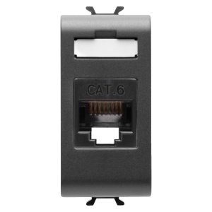 Priză RJ45 - categoria 6 - UTP - 1 modul - satin black - Chorusmart Gewiss GW12423