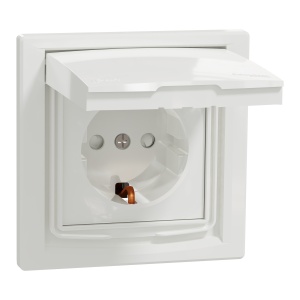 Priza simpla capac 2P+E 16A IP44 alb Schneider Asfora EPH3100321