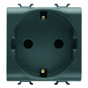 Priză standard germană 250V c.a. - 2P+E 16A - 2 module - negru satinat - Chorusmart Gewiss GW12241