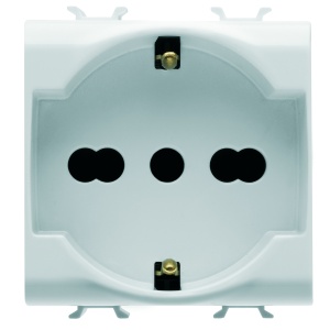 Priză standard italiană/germană 250V c.a. - 2P+E 16A cu amperaj dublu - 2 module - alb Gewiss GW10204