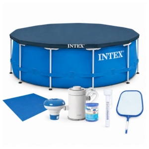 PISCINA CADRU METALIC INTEX 366X76CM 6500L CU POMPA FILTRARE + ACCESORII