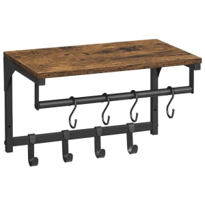 CUIER PERETE CU 8 CARLIGE SI POLITA 40x24x24CM MARO RUSTIC SI NEGRU EZ-LCR103B01