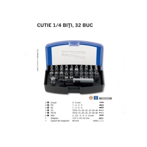 SET BITI 1/4 32 PIESE CU CUTIE DEPOZITARE 3953001 PROJAHN