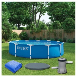 PISCINA CADRU METALIC INTEX 366X76CM 6500L CU POMPA FILTRARE + ACCESORII - Img 2
