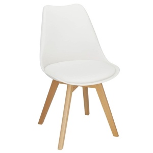 SCAUN DINING VERDHE PENTRU BUCATARIE CU PERNA TAPITATA CU PIELE ECOLOGICA 44x82CM ALB DC-0016