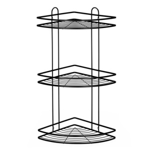 ETAJERA DE COLT PENTRU DUS CU 3 POLITE INOX 25x25x59CM NEGRU