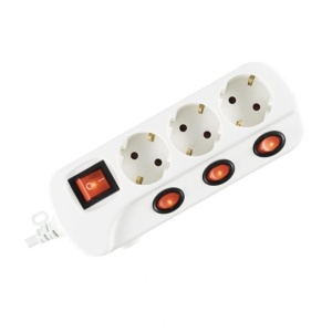 PRELUNGITOR 3 SOCLURI CU BUTON INDIVIDUAL 1.5M ALB NVK 03K/WH SOMOGYI