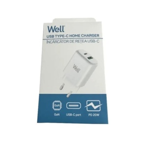 INCARCATOR RETEA WELL 1 USB-C PD 20W 1 USB-A QC3.0 18W