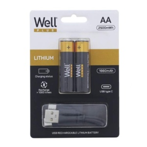ACUMULATOR AA LI-ION 14500 1.5V 1660MAH INCARCARE USB-C 2BUC/BL WELL