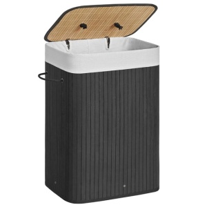 COS DE RUFE DIN BAMBUS PLIABIL CU CAPTUSEALA DETASABILA 72L 40x30x60CM NEGRU