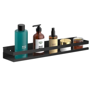 RAFT DE BAIE CU 2 SISTEME INSTALARE PE PERETE ALUMINIU 50x10X6CM NEGRU