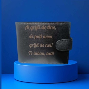 Portofel barbati TITA, piele naturala 207 Ai grija - culoare neagra