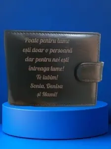 Portofel negru cu text - poate pentru lume si nume