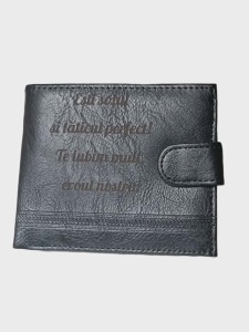 Portofel personalizat, piele ecologica, negru, sotul perfect