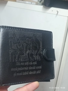 Portofel personalizat barbati TITA, 207, piele naturala, cu text si poza, Sa nu uiti - Img 2