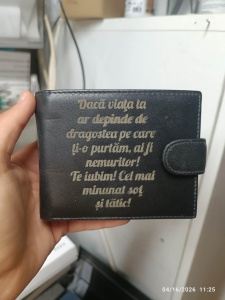 Portofel clasic, negru - cu text daca viata - text blurat - piele naturala - Img 2