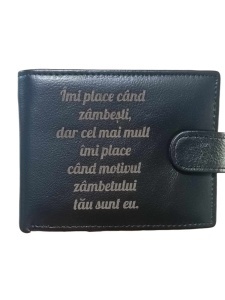 Portofel barbati TITA, 207, piele naturala, cu text Imi place