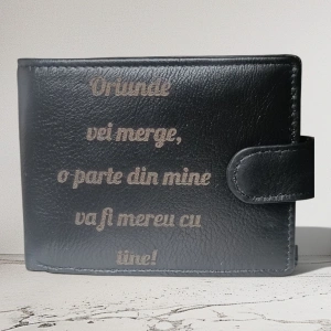 Portofel barbati TITA, 207, piele naturala, cu text Oriunde vei merge