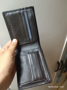 Portofel piele naturala, slim, culoare maro inchis personalizat cu poza si text - Img 2