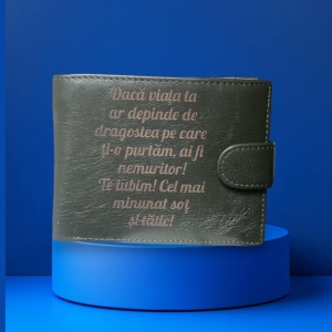 Portofel piele naturala, verde, Daca viata - 806x