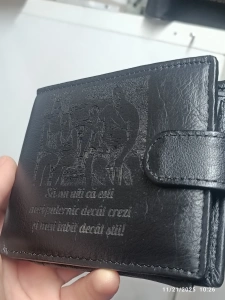 Portofel personalizat barbati TITA, 207, piele naturala, cu text si poza, Sa nu uiti - Img 3