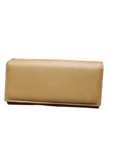 Portofel personalizat din piele naturala, culoare maro, model de dama.