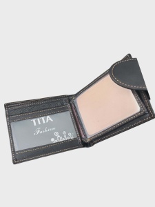 Tita - Portofel piele naturala, culoare negru, model vultur - Img 4