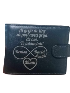 Portofel barbati TITA, 207, piele naturala, cu text Ai grija de tine - infinit nume